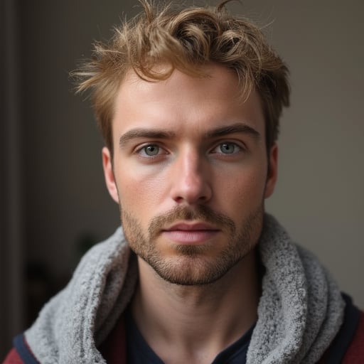 bel homme blond avec un regard ténébreux