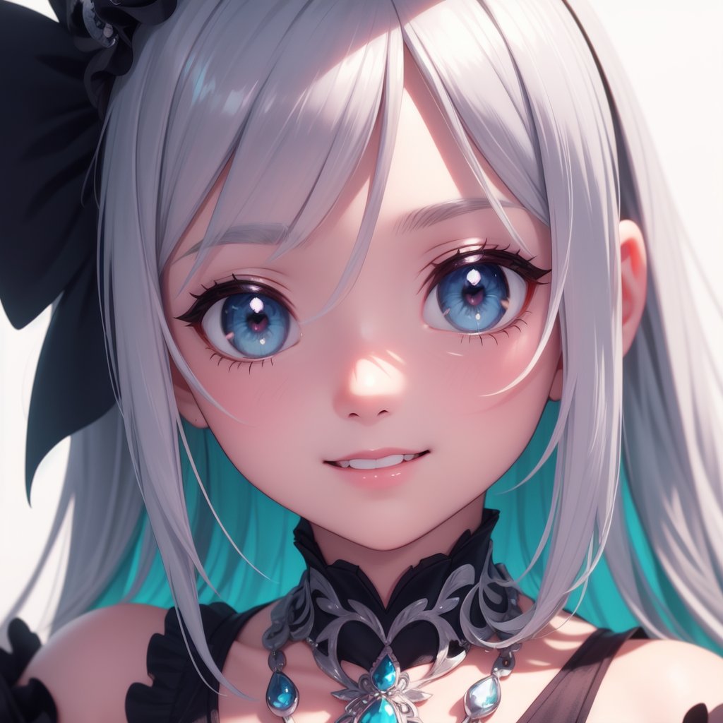 a close up from 1 beautiful and cute girl, extreme close-up, detailed blue-silver eyes, long red hair,  beautiful dainty necklace,  shy smile,  (masterpiece:1.2), (best quality:1.2), newest, ai-generated, ultra-detailed, best shadow, detailed background, high contrast, (best illumination, an extremely delicate and beautiful), ((cinematic light)), hyper detail, dramatic light, intricate details, 8k, anime, very aesthetic, vibrant color,