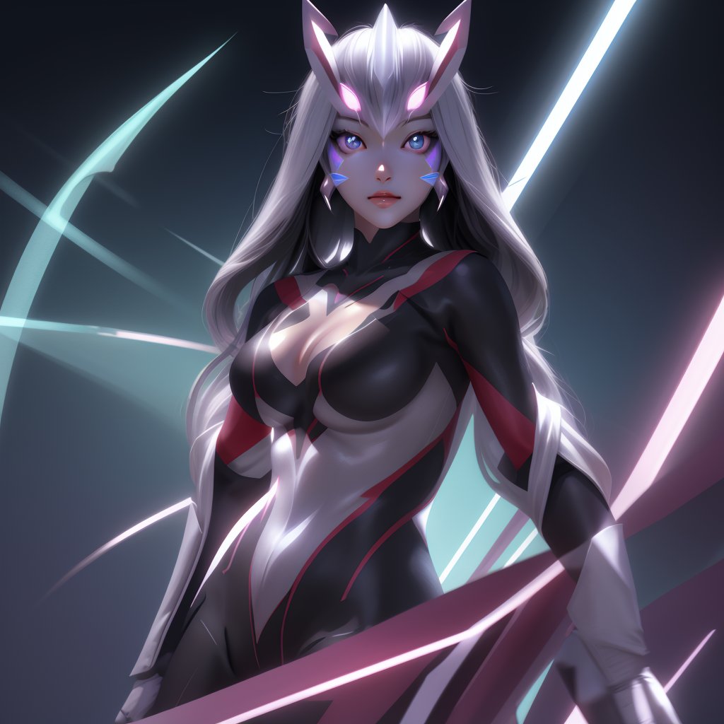 simple background,female ultraman,delicate features,large breasts,glowing eyes,gem,bodysuit,Ray Tracing Reflections,circle,upper body,expressionless,symmetric facial features,