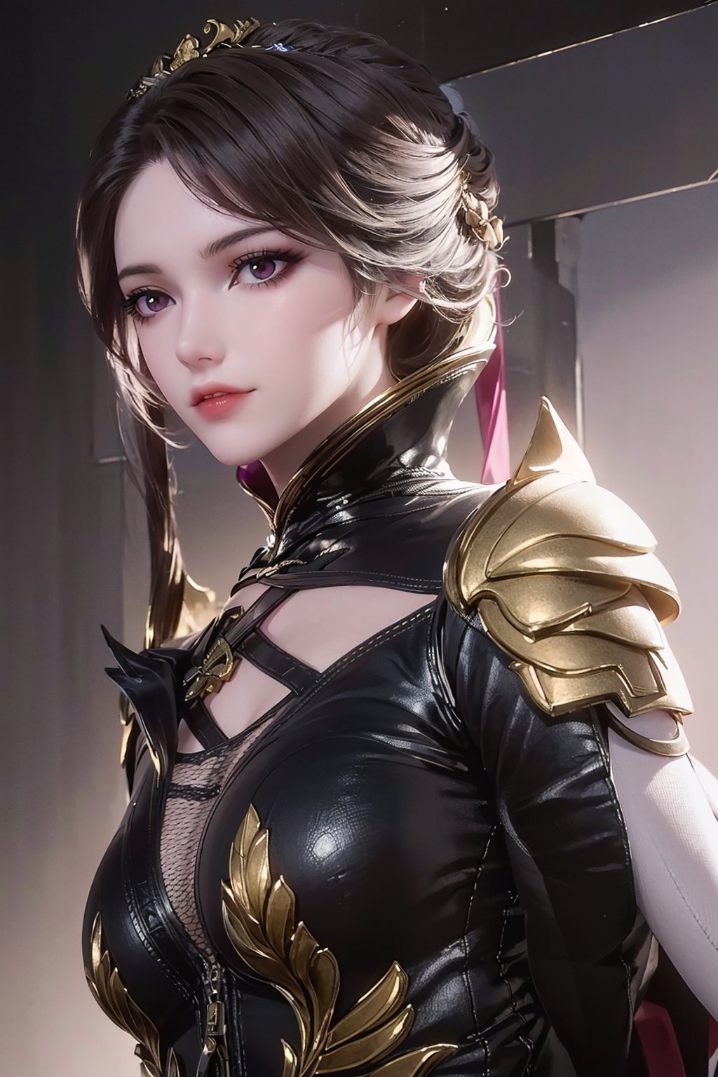 douluo\(zhuyun\),dress,1girl,solo,<lora:zhuyun_v1:0.7>,bodysuit,gloves,shoulder armor,portrait,