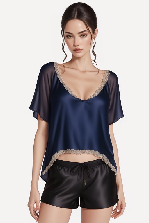 <lora:LaPerla:1> laperla style,laperla style, realistic, a woman in a blue top and shorts<lora:LesFemmes:1>