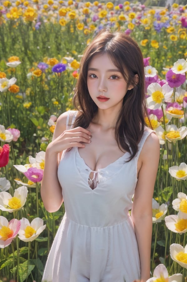 girl,chest,flower,