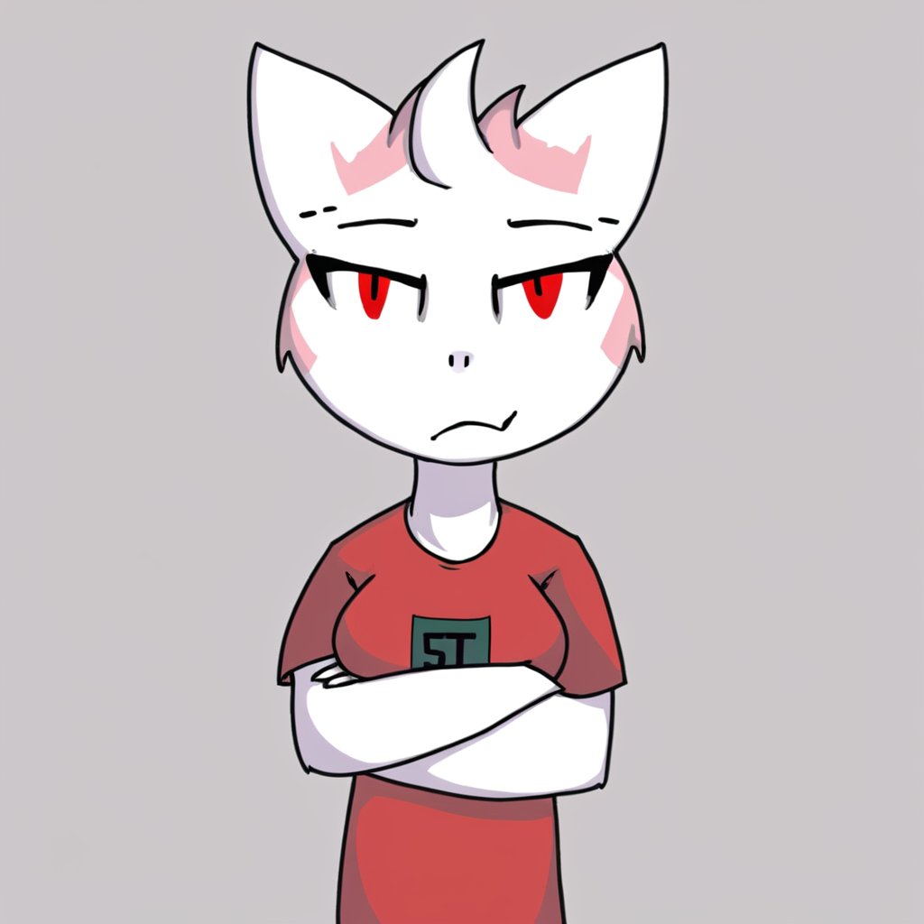 tsua5tyl3, a cat with a red tshirt <lora:tsua5tyl3_001_SDXL1_ada:1>