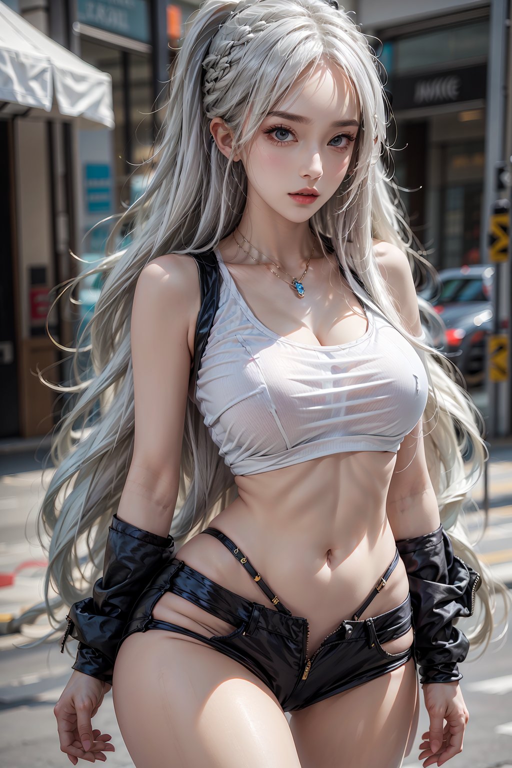 masterpiece,best quality,1 girl,solo,ultra detailed,waist up,long hair,fashionable accessories,street wear,<lora:more_details:0.4>,<lora:888:0.7>,