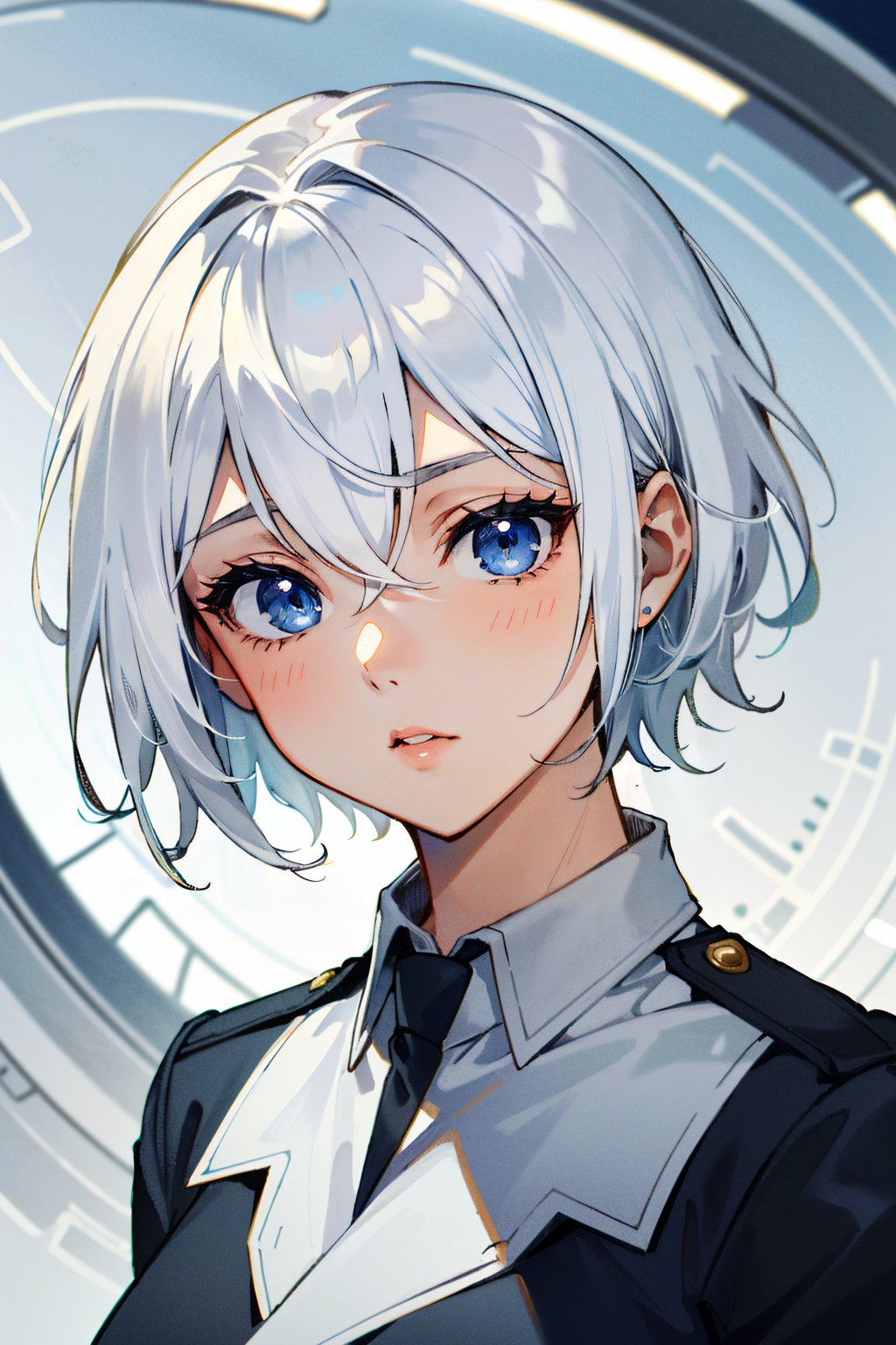 ((ultra detailed, masterpiece, absurdres)) <lora:KOFAngel-000009:0.9>KOFAngel, 1girl, short hair, white hair, blue eyes