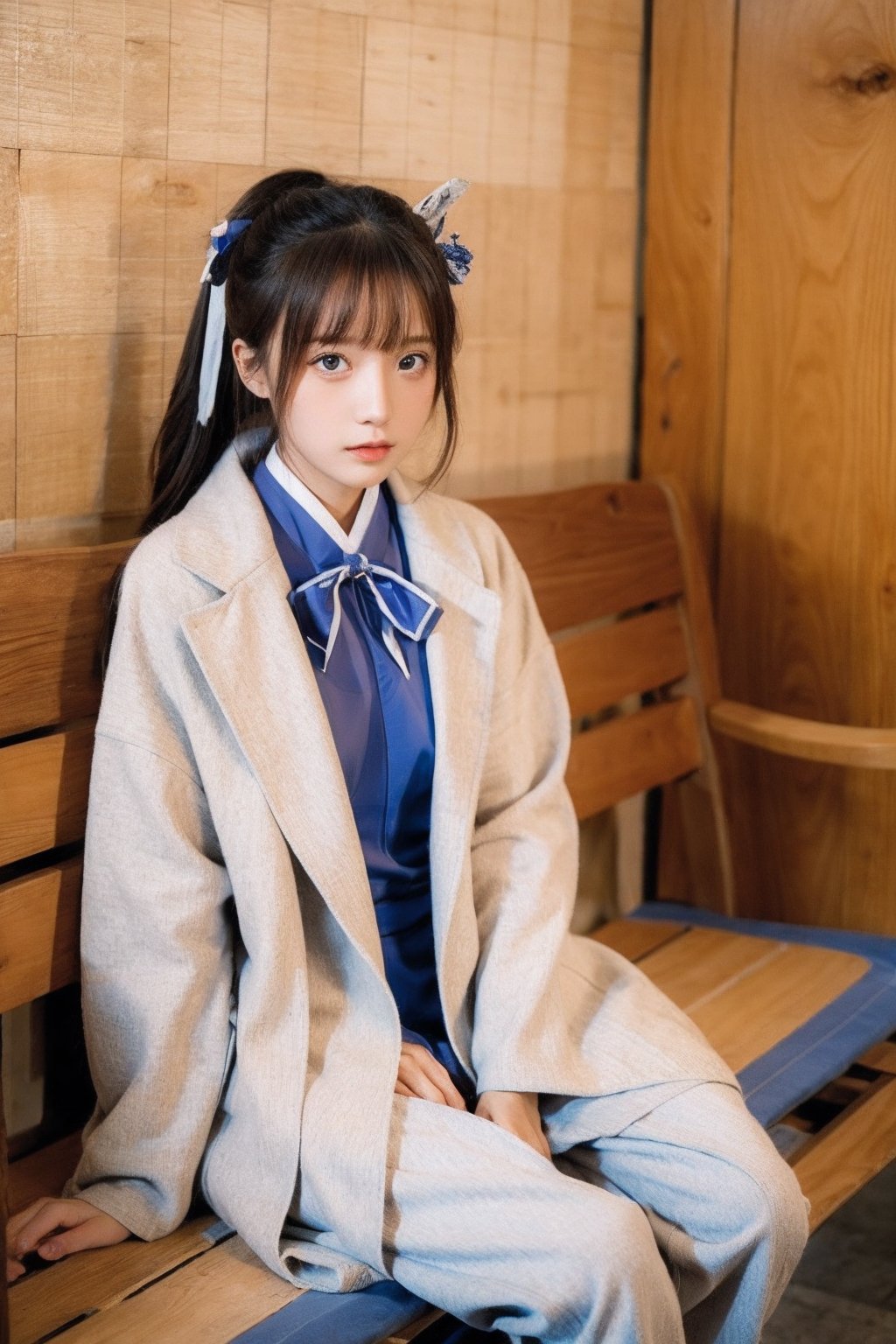 Best quality,1girl,heisehui-style-costume,sitting,