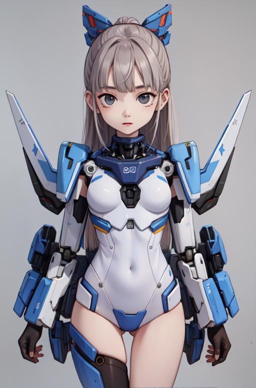 masterpiece,best quality,upper body,1girl,small breasts,mecha,colored with greyscale background,leaf \(medium\),diagram,long hair,mismatched sclera,nervous,between legs