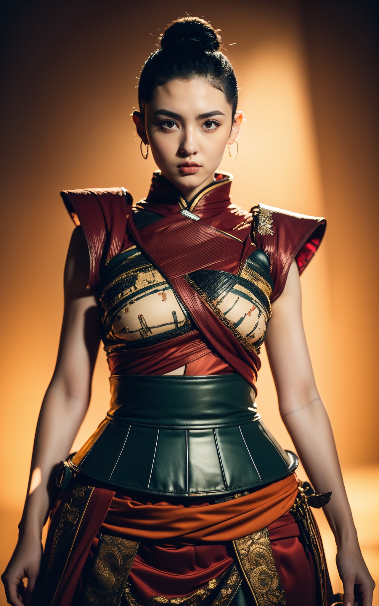 (((masterpiece))), (((best quality))), anime style, 2d,  , (((masterpiece))) , (((best quality))) , anime style, 2d, highborn hourglass figure Samurai lovely 1girl, solo, Mahotella, Buzz cut with a fade hair, key visual