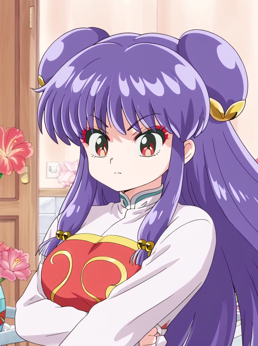 detailed background, shiny skin,<lora:ranma.pony:1>,ranma, shampoo, large breasts, upper body, 