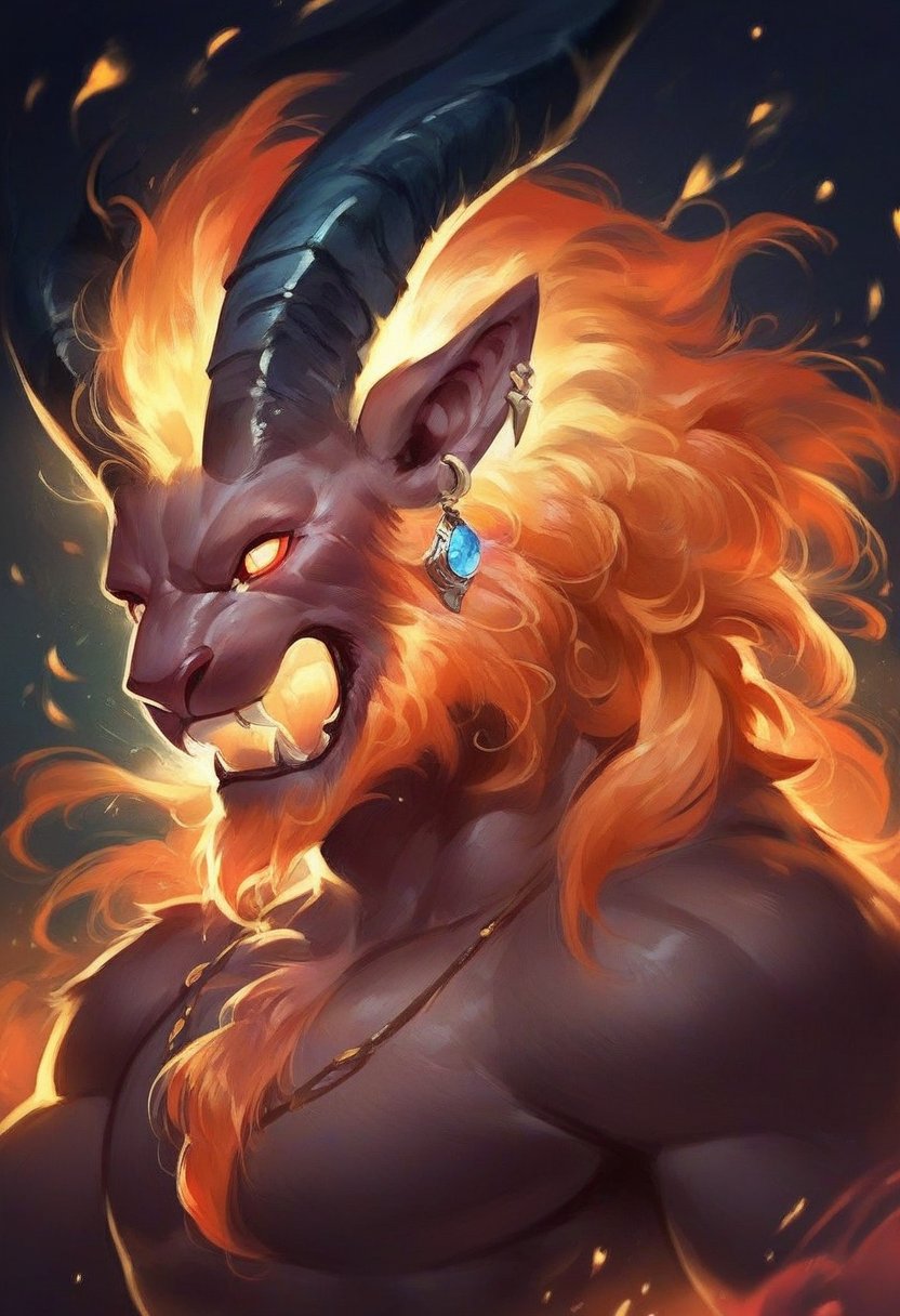 <lora:Ifrit_from_Final_Fantasy:1> ifrit a fiery beast with horns, drawing, final fantasy art, score_9, score_8_up, score_7_up, score_6_up, score_5_up, score_4_up, hd, (ultra hd quality details), 8K, 2d illustration