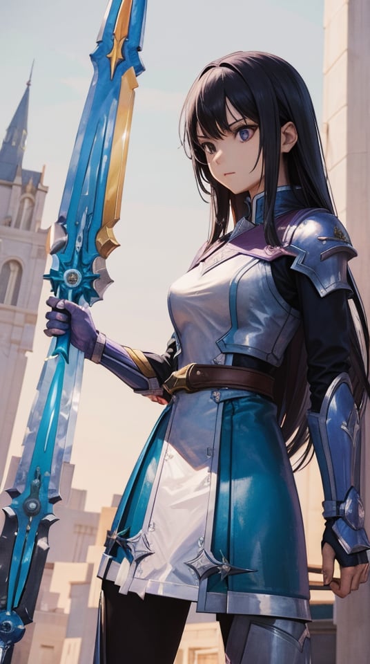 (masterpiece, best quality),ray tracing,absurdres, HDR,1girl,weapon, sword, wucaitianjing, holding sword, ,solo，outdoors,<lora:wucaitianjing:1>