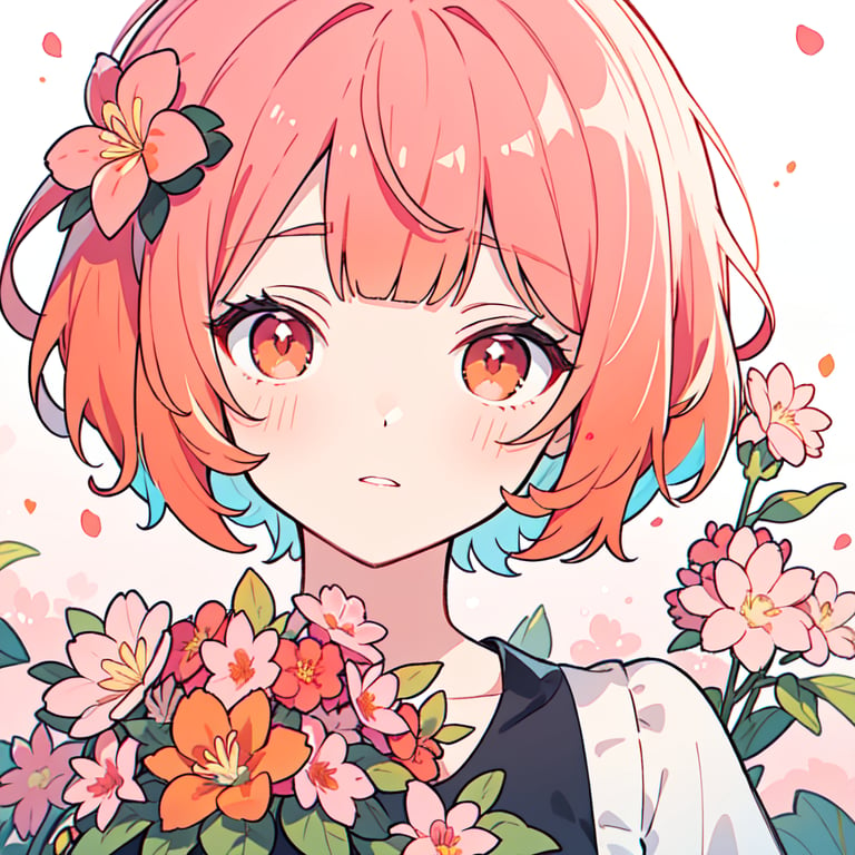 <lora:standingFullBodyWithBackgroundStyle_v10Offset（立绘法:1>,(gradient eyes,multicolored eyes,(red and pink and orange eyes)),(hime cut,asymmetric bangs,hair pink flowers,messy hair,(red pink orange hair, short hair, )),masterpiece,best quality,, masterpiece, best quality,, fcportrait