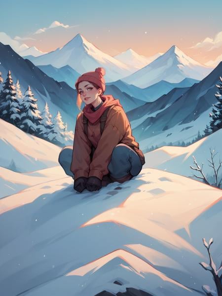 score_9, score_8_up, score_7_up, score_6_up, <lora:sc3n3ryXLP:0.4> sc3n3ry, 1girl, facing viewer, snow, mountain, 