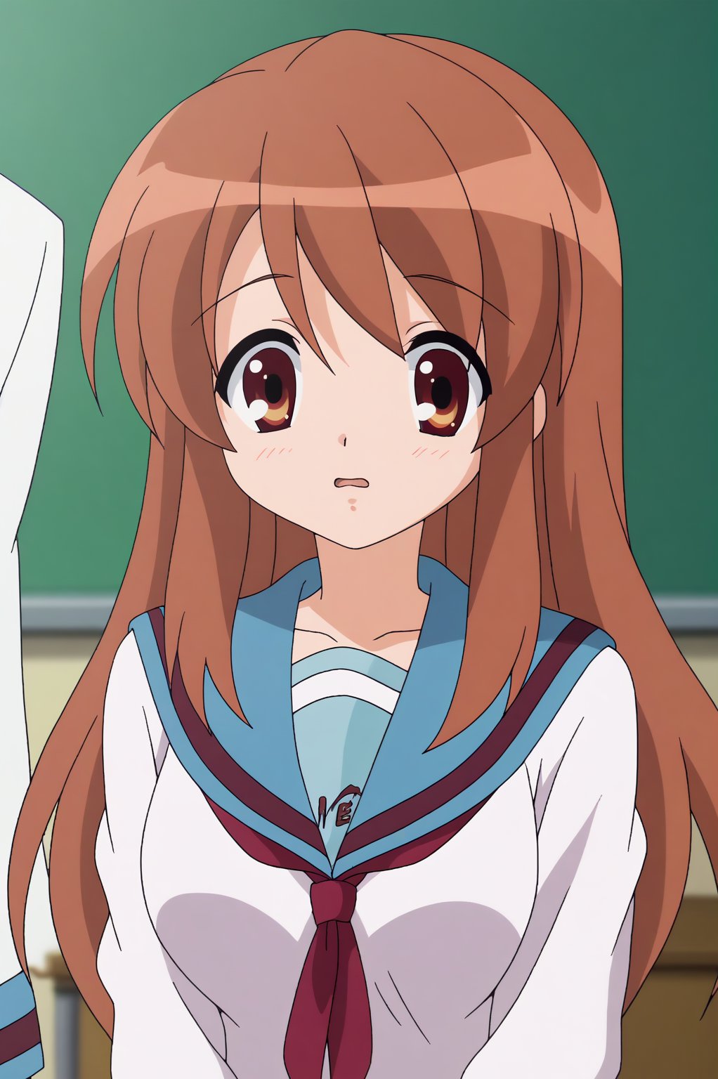 Mikuru Asahina, school uniform <lora:suzumiya_haruhi_no_yuuutsu-Mikuru_Asahina-PDXL:0.8>