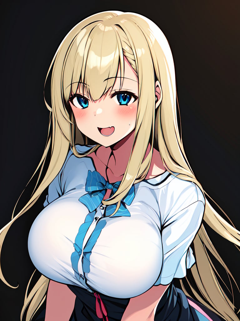 1girl, ichinose marin, blonde hair, long hair,  blue eyes, large breasts, tareme, bangs,   <lora:marin_senpai_V1:1.0>, 