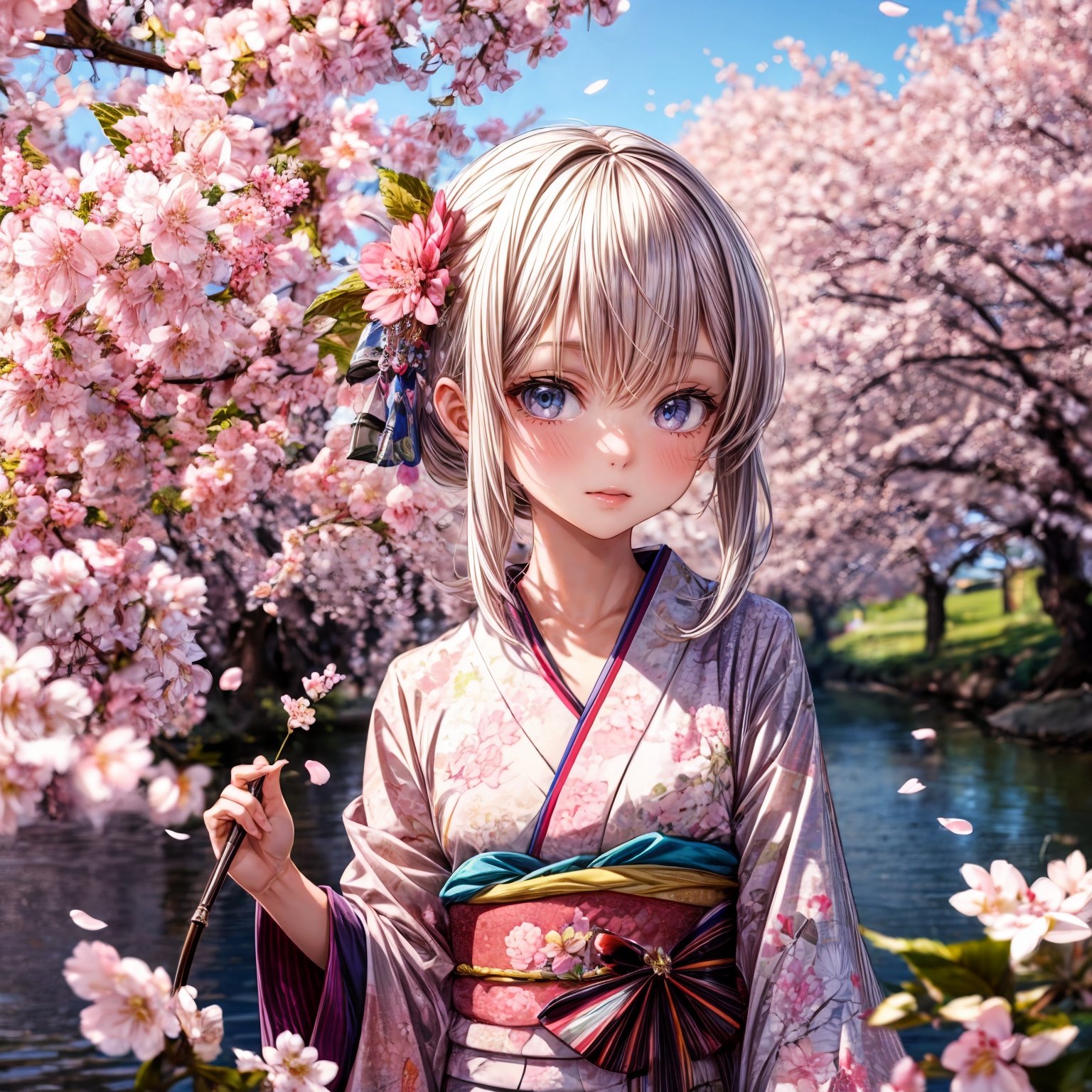 (masterpiece,ultra-detailed,best quality,8K,illustration,shaved:1.2),(petite girl:1.2) <lora:add_detail:1.5>,  kimono,<lora:cherry blossom:0.8> cherry blossom