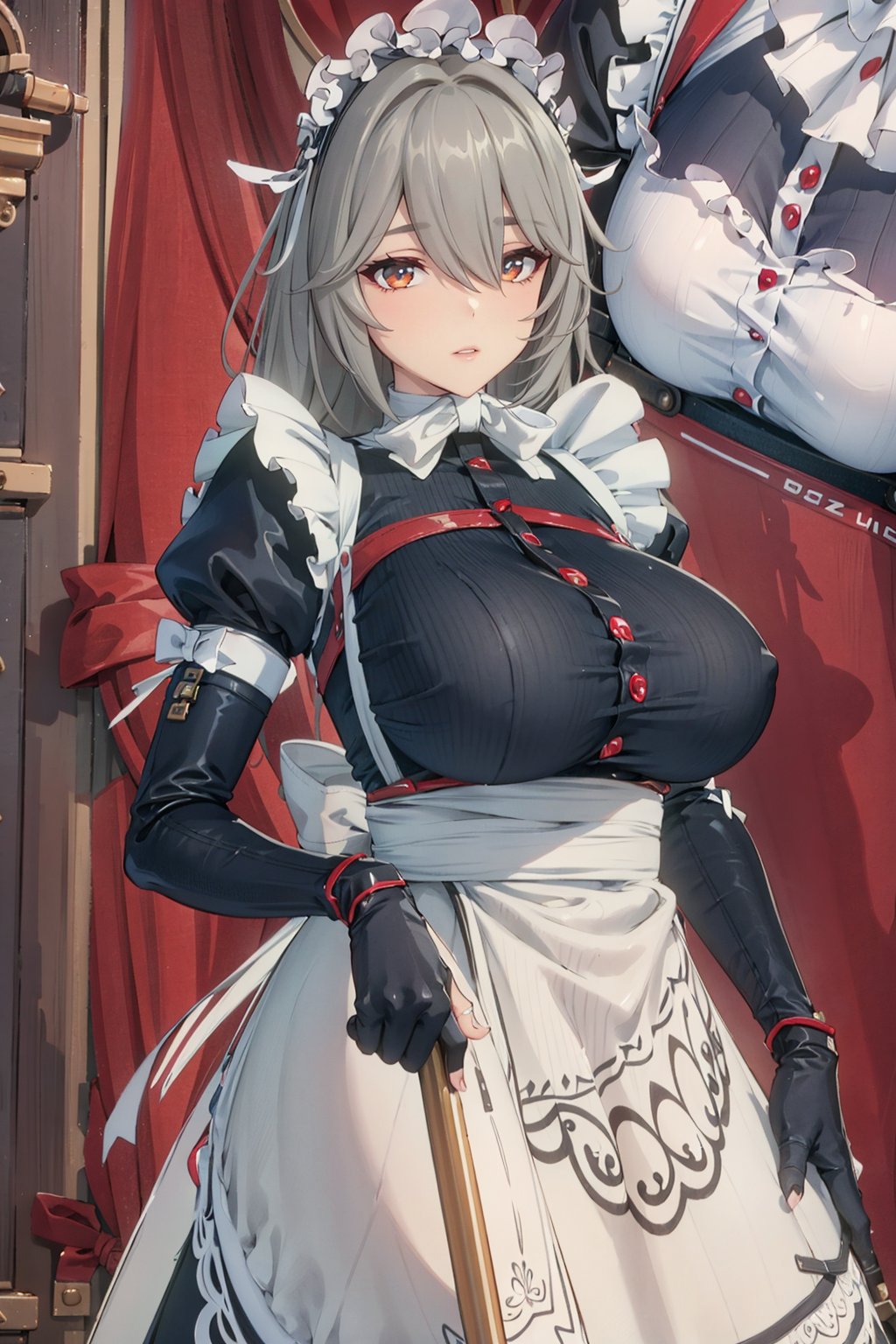 <lora:ZZZ_Lina:0.7>,ZZZ_Lina,1girl,solo,maid headdress,maid,maid apron,long sleeves,juliet sleeves,gloves,black gloves,apron,dress,frills,, 8k,best quality,masterpiece,rule of thirds,superb,high resolution,sharp focus,extremely detailed description,professional,gorgeous and intricate details,