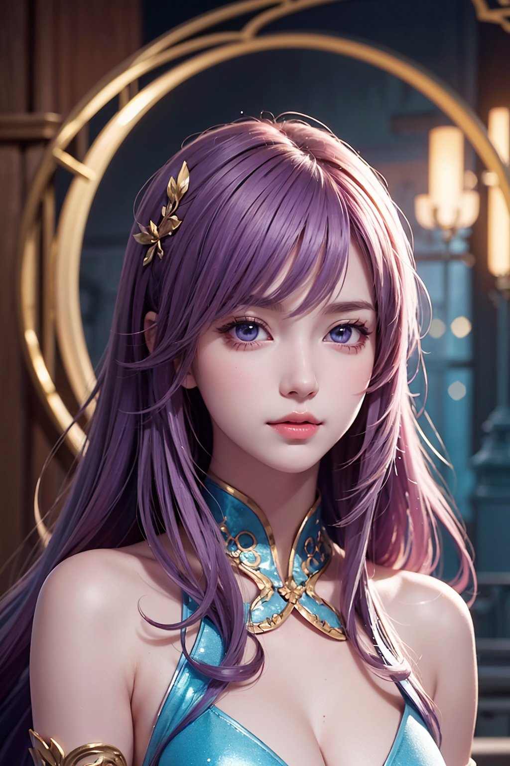 An anime design of a girl named Luna,pink purple blue hair,holographic,intricate,elegant,highly detailed,digital painting,artstation,concept art,smooth,sharp focus,illustration,art by artgerm and greg rutkowski and alphonse mucha,