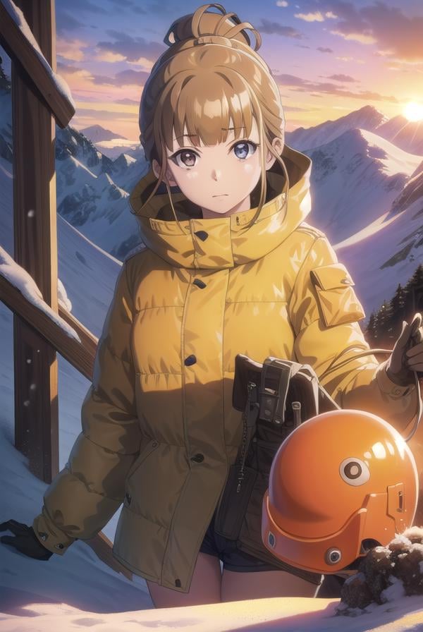 hinatamiyake, <lora:hinata miyake s1-lora-nochekaiser:1>,hinata miyake, short hair, brown hair, (brown eyes:1.5),BREAK jacket, helmet, orange jacket, orange helmet,BREAK outdoors, snow, ice, snowflake,BREAK looking at viewer,BREAK <lyco:GoodHands-beta2:1>, (masterpiece:1.2), best quality, high resolution, unity 8k wallpaper, (illustration:0.8), (beautiful detailed eyes:1.6), extremely detailed face, perfect lighting, extremely detailed CG, (perfect hands, perfect anatomy),