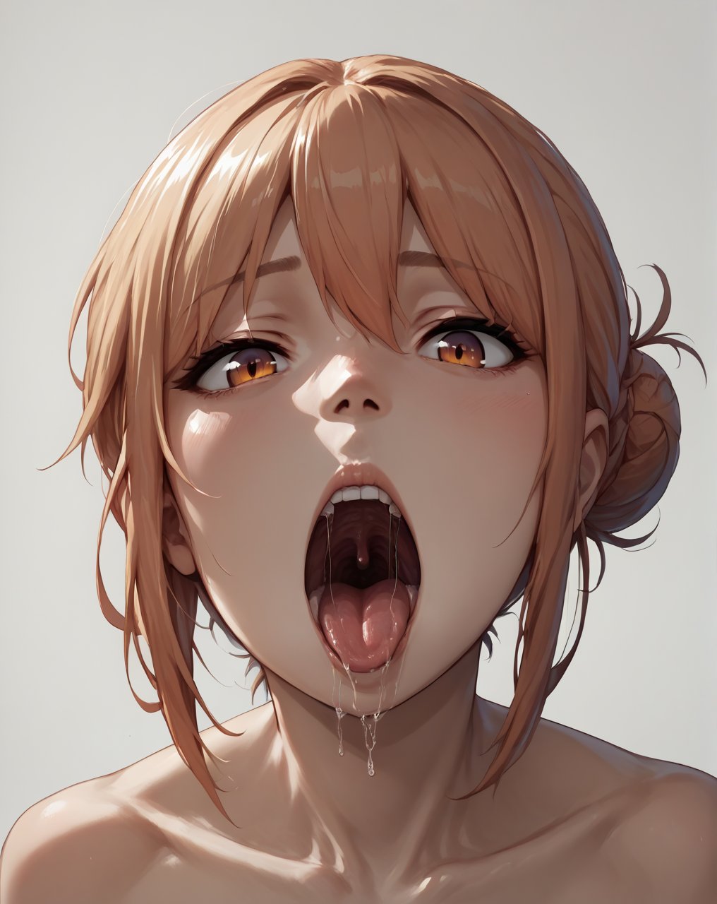 source_anime, (score_9,score_8_up,score_7_up,),solo, 1 girl, open mouth, uvula, saliva, <lora:Big_mouths_PonyXL-000005:0.6>,mrsyghm, single hair bun,  <lora:Hoseki_MrsYghma_PDXL_v1:0.9>