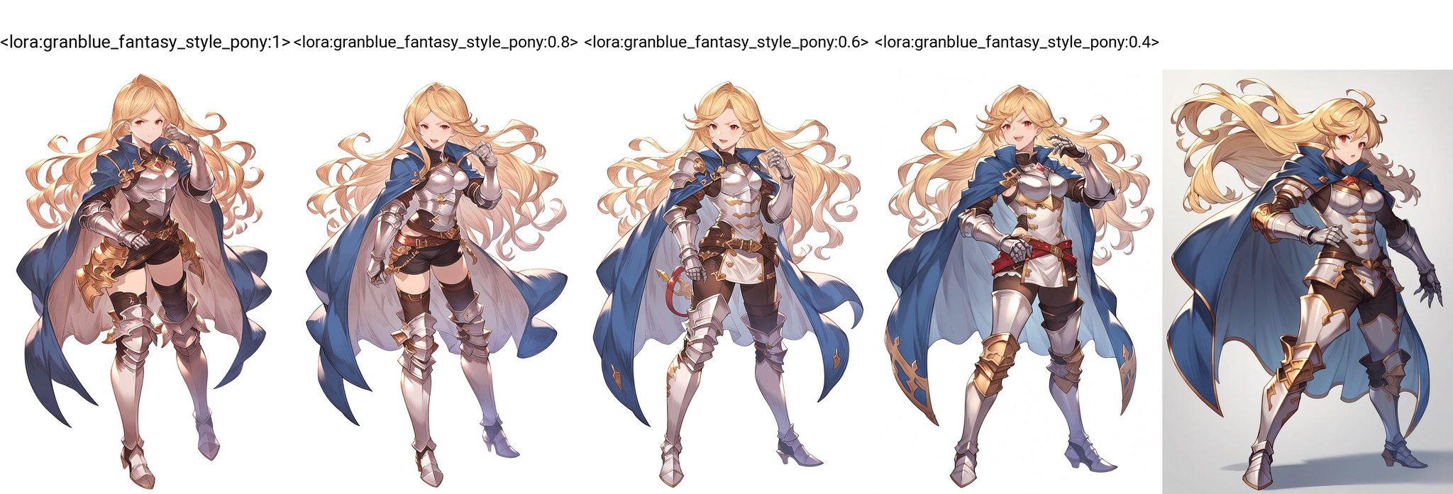 score_9, score_8_up, score_7_up, score_6_up, masterpeice, BREAKsource anime, granblue_fantasy_style_xl, granblue, 1girl, katalina \(granblue fantasy\), red eyes,gauntlets, silver armor, greaves, blonde hair, long hair, blue cape, rapier, hand on sheath, full body<lora:granblue_fantasy_style_pony:1>