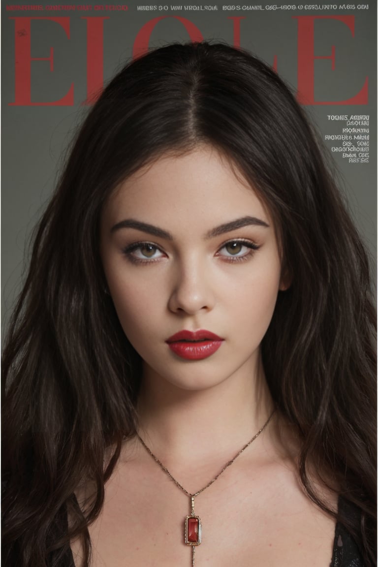 magazine cover, (masterpiece,best quality:1.2), high detailed,realistic,black hair, messy hair, brown eyes, d3vac 1girl, long hair, looking at viewer, necklace, parted lips, portrait, realistic, red lips, solo, upper body,by Ellen von Unwerth, high fashion, trendy, stylish, editorial, magazine style, professional, highly detailed, Nikon d3300<lora:DevaCasselMergedSD_v1.0:1><lora:DevaCasselMergedSD_v1.0:1>