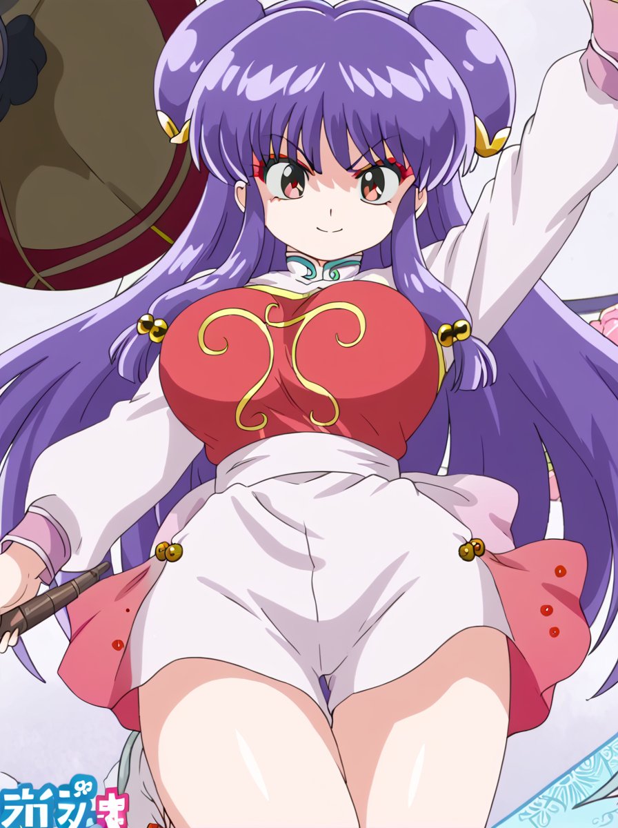 detailed background, shiny skin,<lora:ranma.pony:1>,ranma, shampoo, seductive smile, large breasts, 