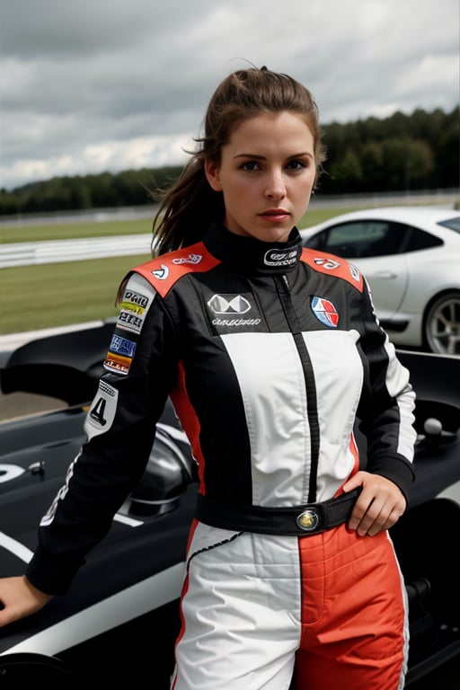 photo, Sportscar, woman, racing flag, harsh camera flash