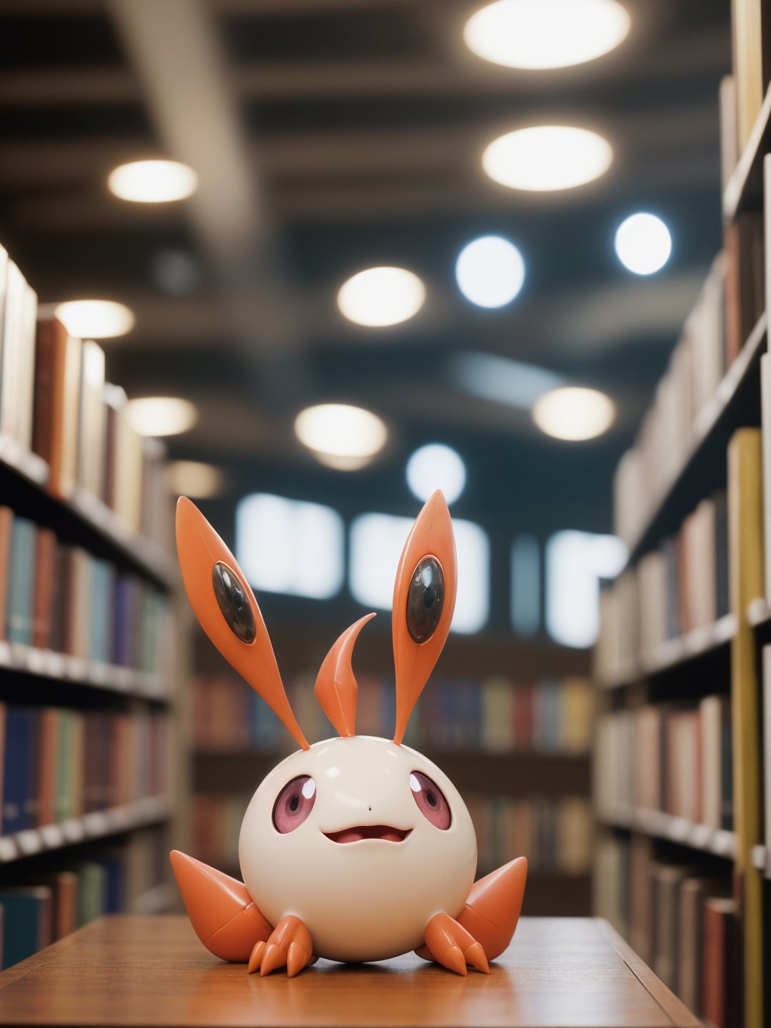 art by Brad Rigney, Marc Silvestri,close up of a cute pokemon of Radiance, inside a Library, Demoscene, spotlight, Fast Shutter Speed, Iphone X, F/5, Cinestill <lora:picxer_real:0.5>