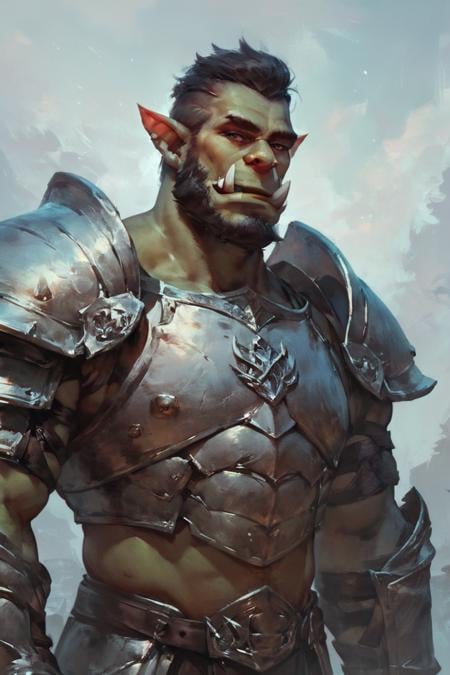 score_9, score_8_up, score_7_up, concept art, realistic, solo, male focus, mature male, orc, green skin, tusks, beard, outdoors, armor, looking at viewer, shoulder armor, breastplate, upper body, closed mouth, pauldrons, night, night sky, standing <lora:Concept Art Style SDXL_LoRA_Pony Diffusion V6 XL:1>