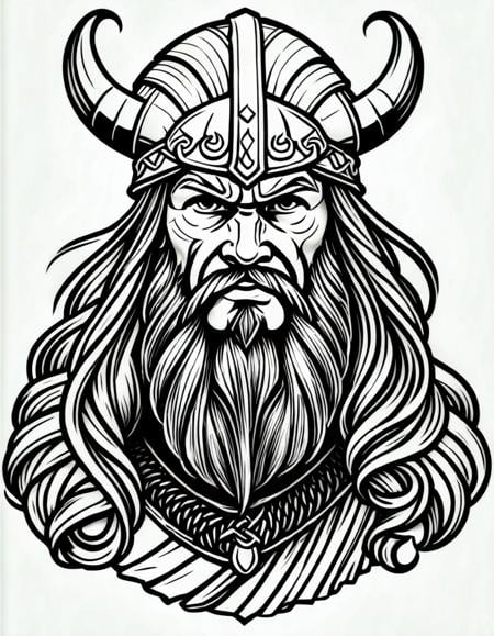 lineartlora, viking, portrait, lineart