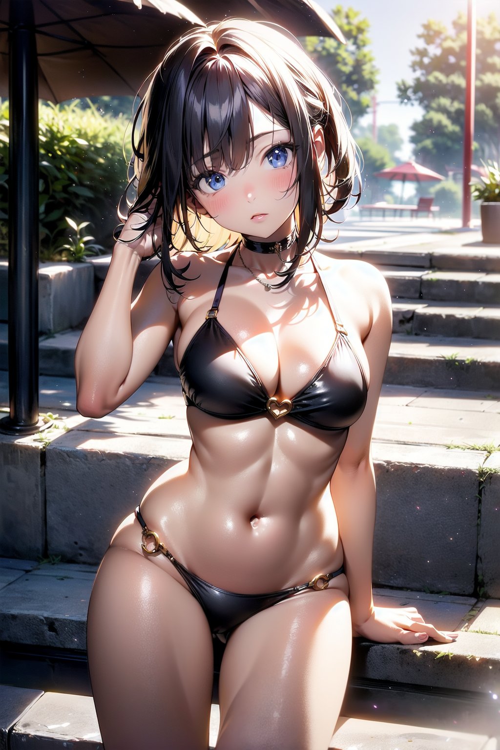 <lora:apstyle3-00056:1.0> apstyle31girl,bikini, beach, light particles, light rays, wallpapermasterpiece best quality 1girl detailed eyes