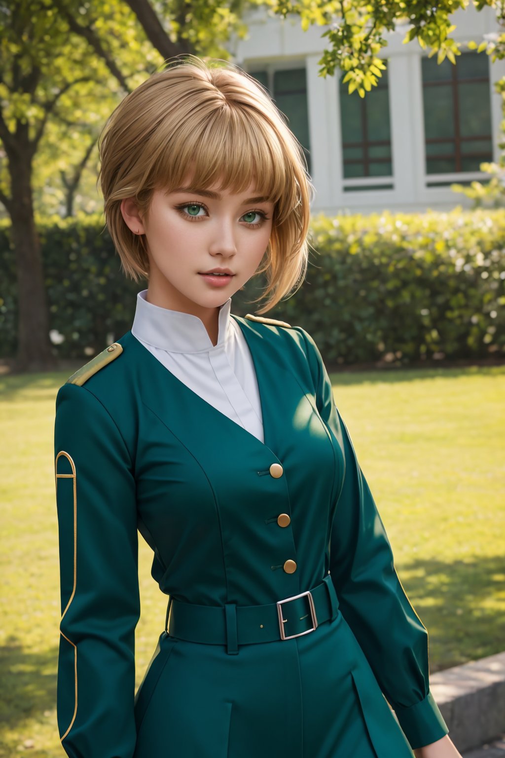 ultra detailed, sharp focus, best quality, masterpiece, colorful, <lora:NSLiechtensteinHetalia:0.9>  NSLiechHetalia, green uniform, shirt, pants, 1girl, best quality, masterpiece, intricate details