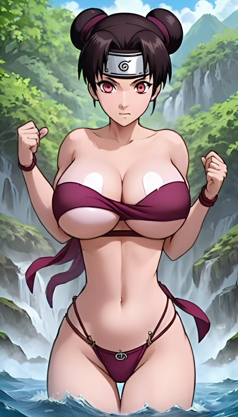 Role-playing game (RPG) style fantasy detailed eyes <lora:breasts_slider_v2:3> <lora:TenTenXL:.7>tenten, big boobs, bikini <lora:SDXL_Sacred_beast:.5> Sacred demon . Detailed, vibrant, immersive, reminiscent of high fantasy RPG games