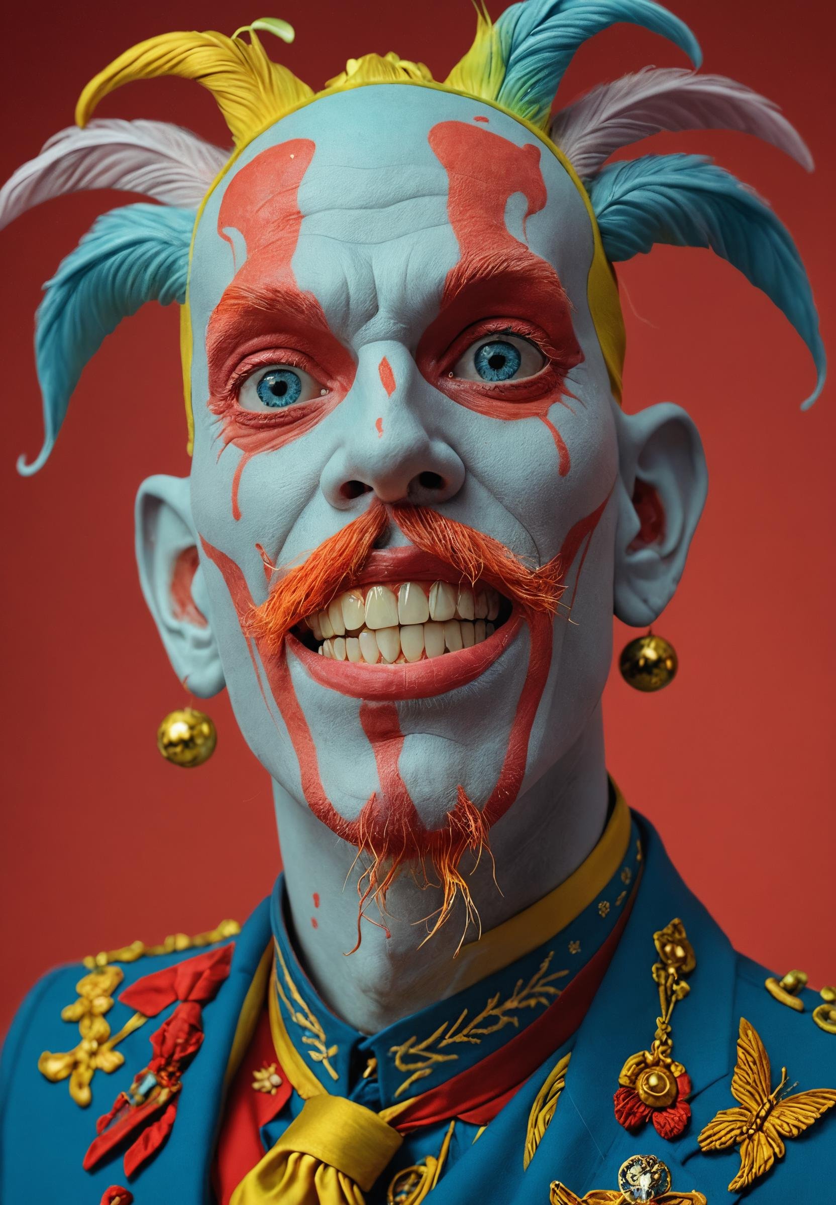 photography in the style of detailed hyperrealism ,candid 35mm shot ,multi exposure , wide shot, award winning,distortion, perfectly focused,dof,one color background,creature,Michael Hussar,Peter Max,<lora:add-detail-xl:1>   <lora:- SDXL - creepy_n_freaks_V1.0:0.8>