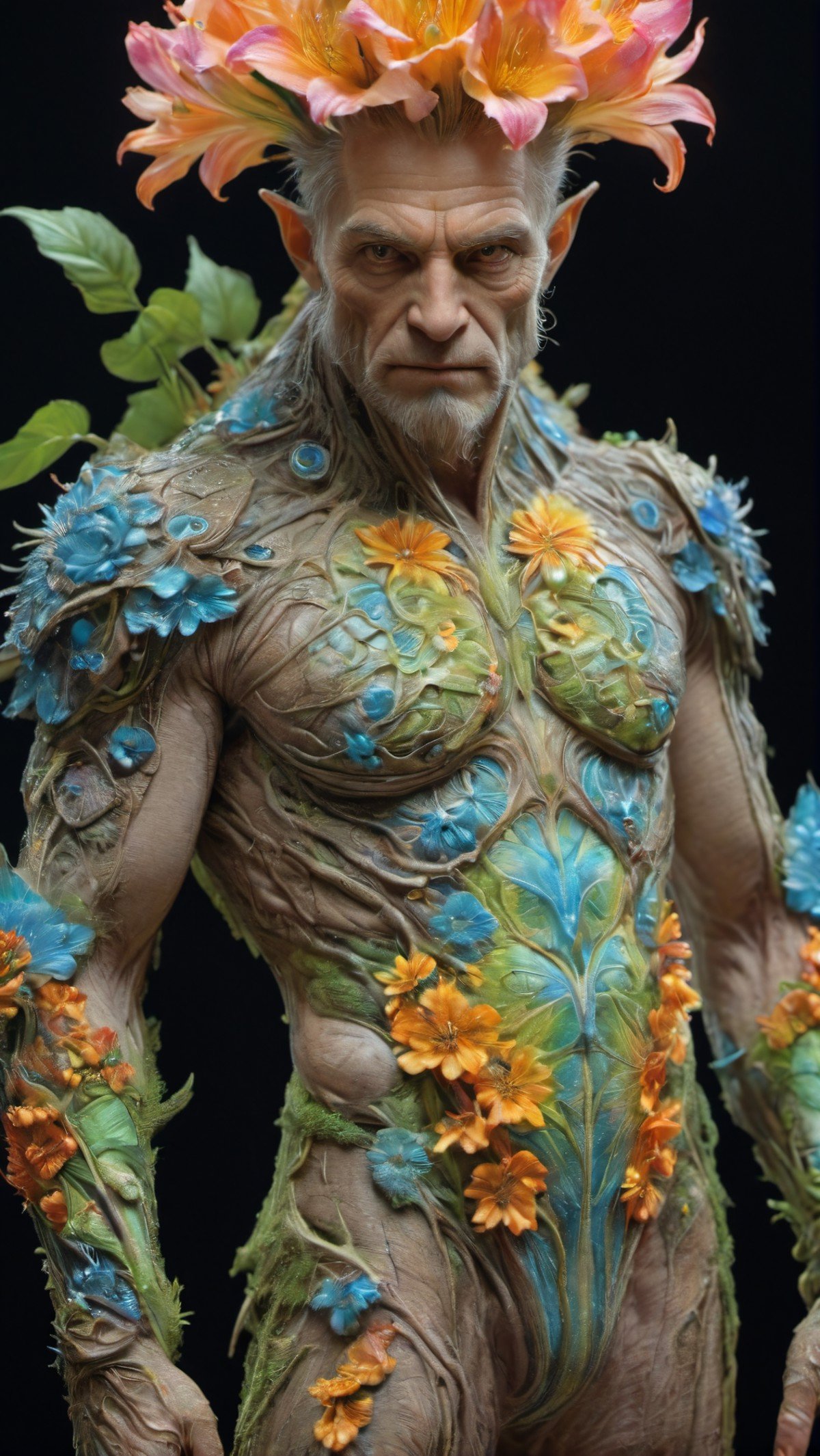 XCYP Fantasy Creatures,fluorescent,luminescent dust,fluorescent dust,fluorescent spray paint,fluorescent particles,dust,movie stills of blooming majestic flowers,photo-level realism,100mm f/2.8 macro lens,Ultra HD,ultra-realistic. Real skin,ultra-detailed,sharp picture quality,32K.,