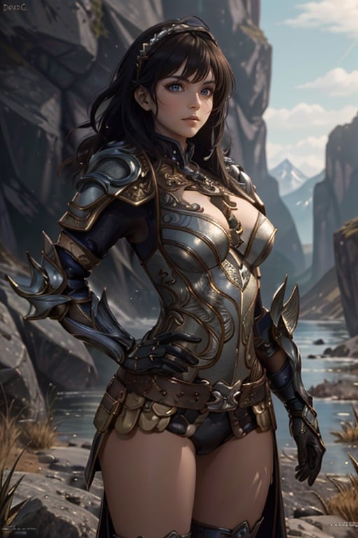 <lora:HXarmour_069:0.9>,MOUNTAIN,fashion modeling pose,, hxarmour,1girl,(black armour:1.3),, ultra-detailed,extremely delicate and beautiful,(by exquisite colors block),masterpiece,best quality,unreal engine 5 rendering,movie light,movie lens,movie special effects,detailed details,HDR,UHD,8K,CG wallpaper,