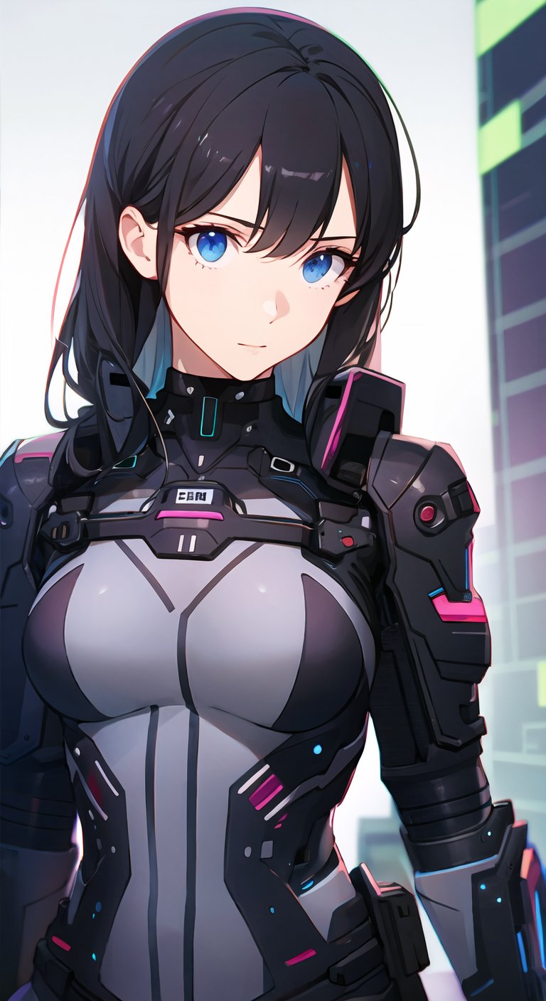 (masterpiece),top quality,best quality,(1girl),upper body,looking at the front,extreme detailed,colorful,highest detailed,cyberpunk,front,