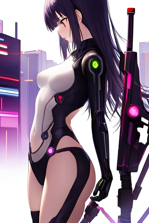 <lora:tetsuyaNomuraKingdomHearts_1:0.6>, nomura tetsuya, <lora:lucyCyberpunk_35Epochs:1>, lucy \(cyberpunk\), masterpiece, best quality, 1girl, solo, beautiful girl, small perky breast, hourglass shape, thin waist, thigh gap, white background, side view, profile, torso shot，Final Fantasy