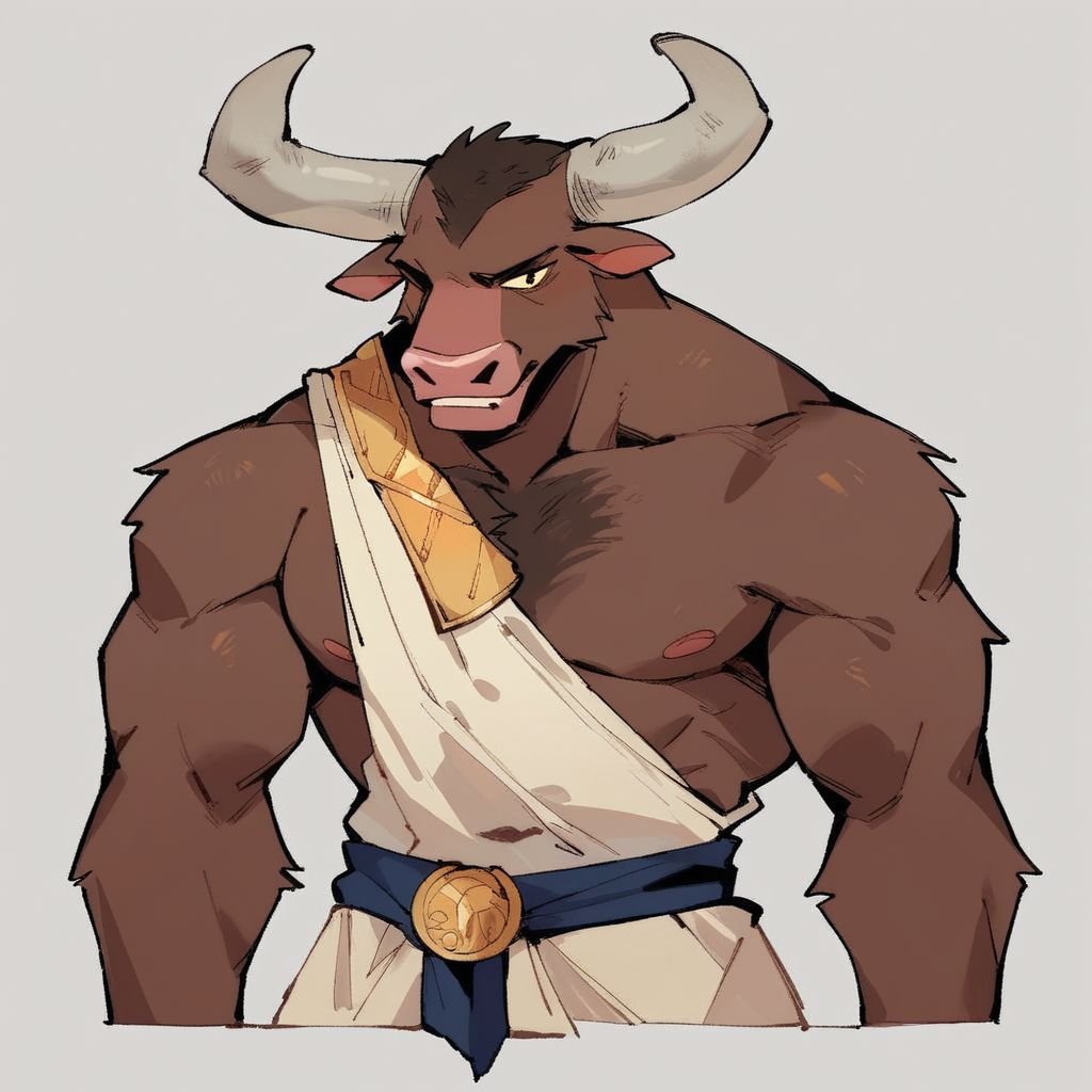 score_9, score_8_up, score_7_up, (source_furry, anthro, minotaur),ancient greek clothes, 