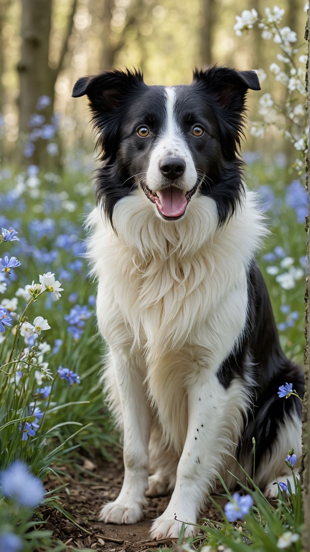 Game art, Border Collie, Spring, soft focus, Hopeful, Bastardcore, Starlight, Depth of field 270mm, Cold Colors, art by Eleanor Fortescue-Brickdale, Ferdinand Hodler, close-up, magical, cinematic light, luxurious, dynamic dramatic atmosphere, illustrious quality, luxurious sharp focus, flowing, stunning detail