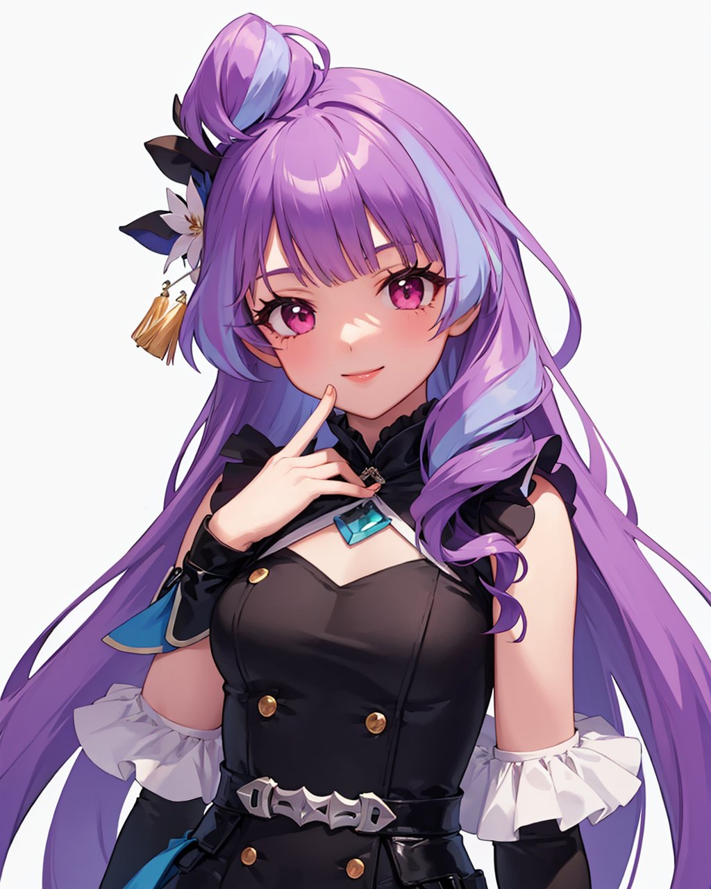 masterpiece,best quality, highly detailed, mikumo guynemer,chibi, 1girl, white background, solo, simple background, smile,<lora:mikumo_guynemer:1>