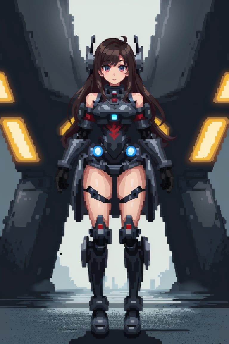 ((HRD, HUD, 8K)),((masterpiece, best quality)), highly detailed,1girl, solo, long hair, mecha, full body,