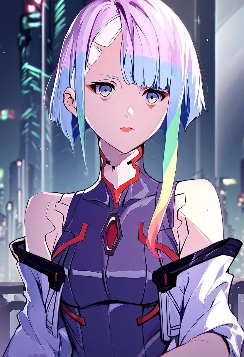 (Xlucyx:1.0),score_9, score_8_up, score_7_up, source_anime, rating_safe, 1girl in futuristic city (x2077x:1.0)