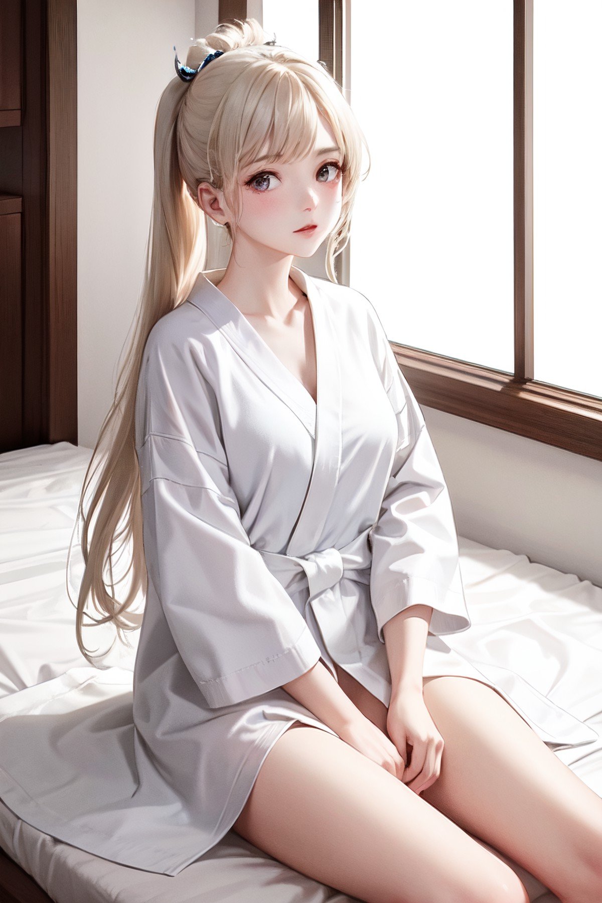 1girl,white bathrobe,(masterpiece, top quality, best quality, beautiful and aesthetic:1.2),<lora:kui white bathrobe:0.4>,