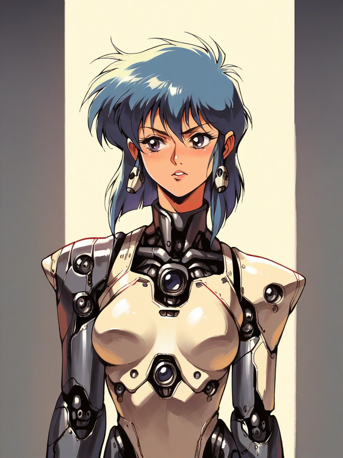 score_9, score_8_up, score_7_up, score_6_up, score_5_up,  <lora:gh0stXLP:1> gh0st, 1girl, cyborg, retro artstyle