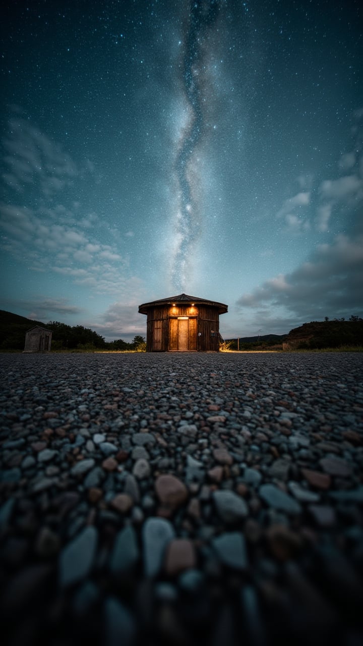 photograph, landscape of a Alien Outpost, Samsung Galaxy, Depth of field 100mm, photorealism, dreamlike, aidmaExperimentalPhotography