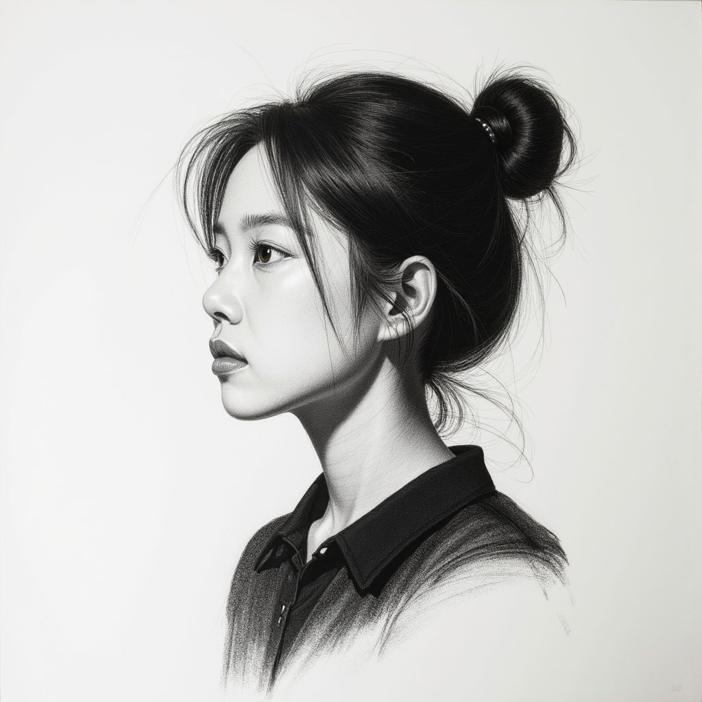 arafed drawing of a woman with a black collared shirt,charcoal portrait,detailed face of a asian boy,side profile waist up portrait,korean artist,detailed charcoal sketch,angle profile portrait,jung gi kim,detailed charcoal drawing,a charcoal drawing,portrait of a japanese teen,charcoal drawing,side profile cenetered portrait,side profile centered portrait,side profile portrait,black and white charcoal sketch,light charcoal drawing,charcoal sketch,portrait drawing,chiaroscuro portrait,rough charcoal sketch,professional portrait drawing,portrait a 1 5 - year - old boy,realistic graphite,charcoal pencil,charcoal and champagne,artsation contest winner,head centered portrait,portrait of 1 5 - year - old boy,realistic. cheng yi,kim jung gi,pencil and charcoal,charcoal on paper,