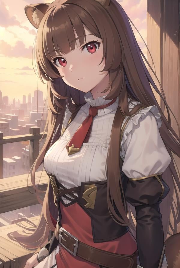 raphtalia, <lora:raphtaliatest:1>,raphtalia, animal ears, brown hair, long hair, raccoon ears, raccoon girl, raccoon tail, (red eyes:1.5), tail,BREAK arm garter, belt, brown belt, brown dress, dress, juliet sleeves, long sleeves, puffy sleeves, short dress,,BREAK looking at viewer,BREAK outdoors, city,BREAK <lora:GoodHands-vanilla:1>, (masterpiece:1.2), best quality, high resolution, unity 8k wallpaper, (illustration:0.8), (beautiful detailed eyes:1.6), extremely detailed face, perfect lighting, extremely detailed CG, (perfect hands, perfect anatomy),