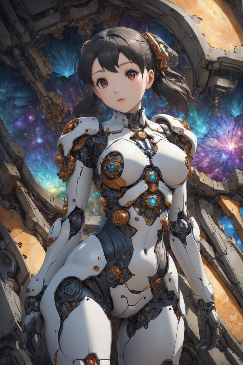 minamoto shizuka, low twintails, cowboy shot, (masterpiece, top quality, best quality, official art, beautiful and aesthetic:1.2),1girl, solo,extreme detailed,(fractal art:1.3),(colorful:1.5),highest detailed,(Mechanical modification:1.5), breasts, mechanical suit, <lora:aesthetic_anime_v1s:0.6> <lora:minamoto shizuka aam 905:0.8>